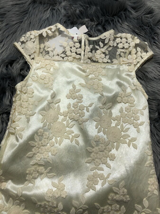 Нарядное платье для девочки Mevis кремовое 2782-05 - размеры