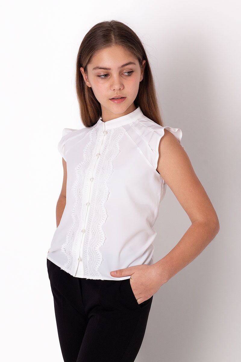 Блузка для девочки Mevis белая 3684-01 - цена