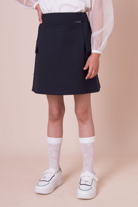 Юбка школьная для девочки Mevis синяя 5136-02 - цена