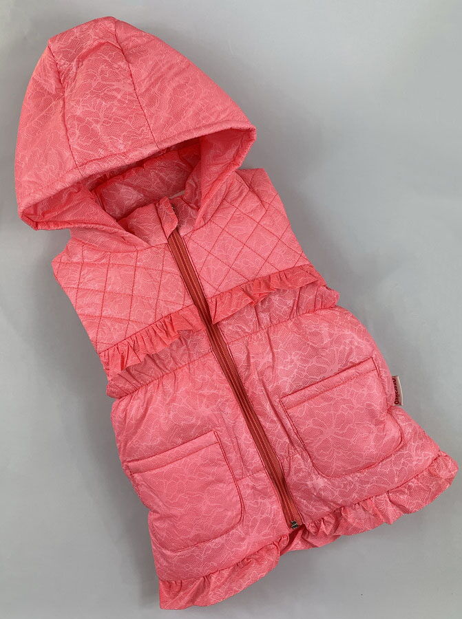 Жилетка для девочки Одягайко розовая кружево 7214 - фото