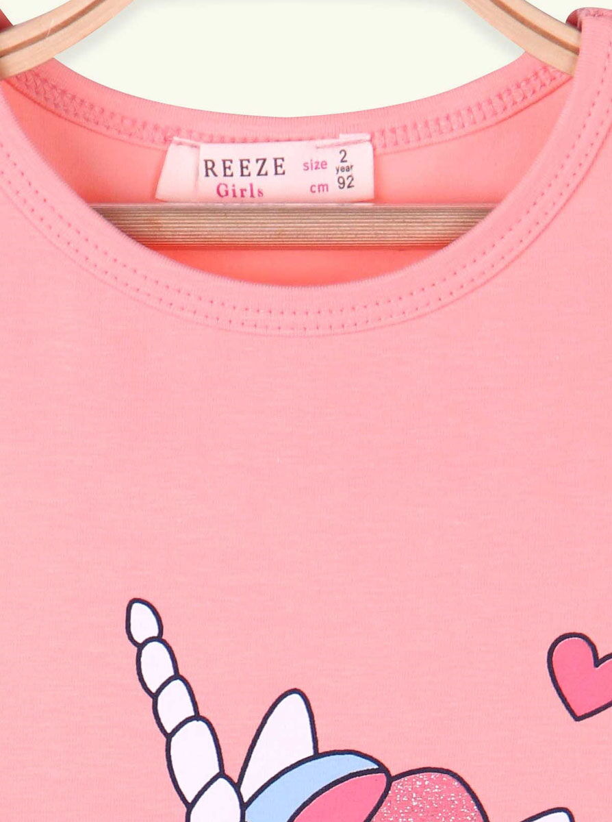 Туника для девочки Breeze Единорог персиковая 15744 - фото