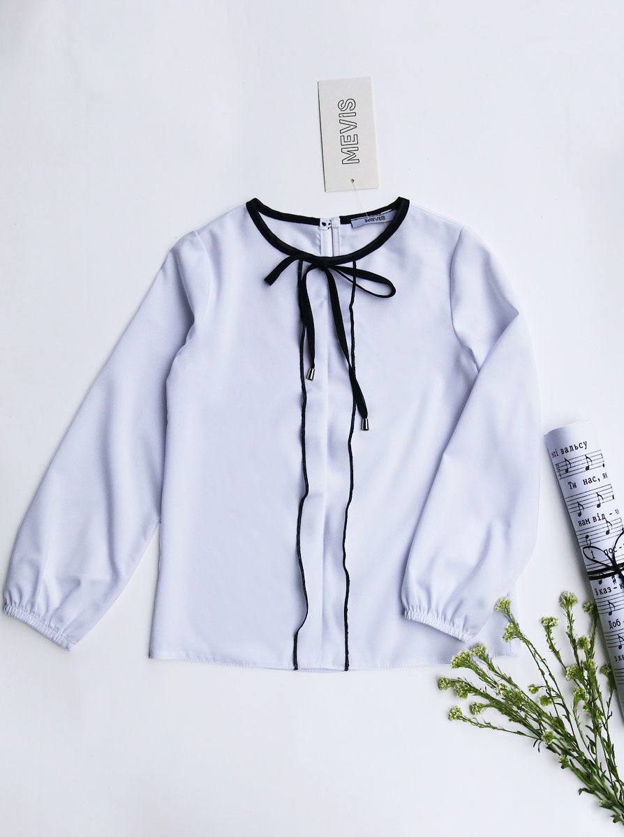 Блузка для девочки Mevis белая 4436-01 - фото