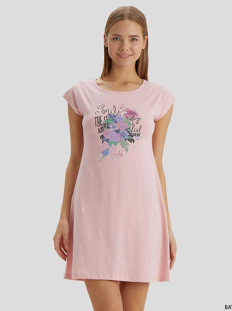 Ночная сорочка для девочки Baykar Цветы пудра 9290 - цена