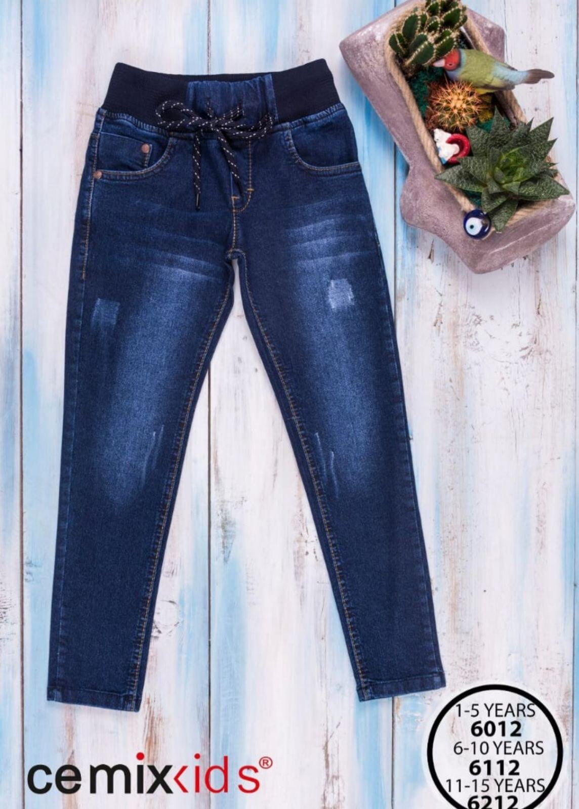Джинсы на резинке для мальчика синие 6012 - фото