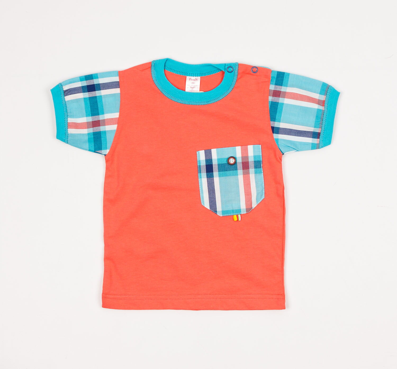 Комплект для мальчика (футболка+шорты) Денди коралловый 916 - фото