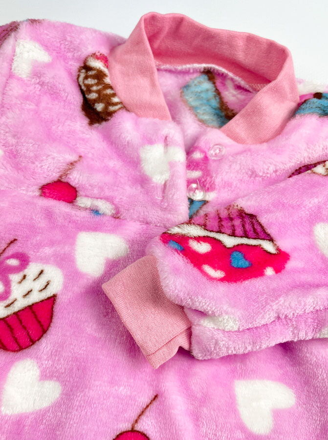 Пижама утепленная флис Пирожные розовая 014 - фото