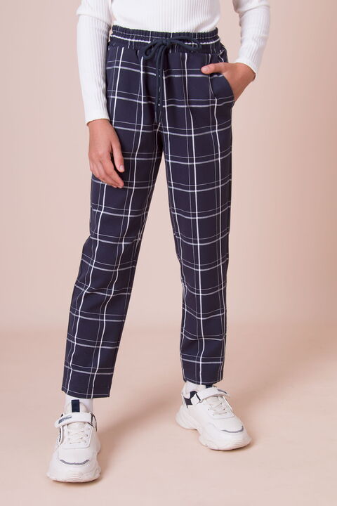 Брюки-слоучи для девочки Mevis Клетка синие 5160-02 - цена