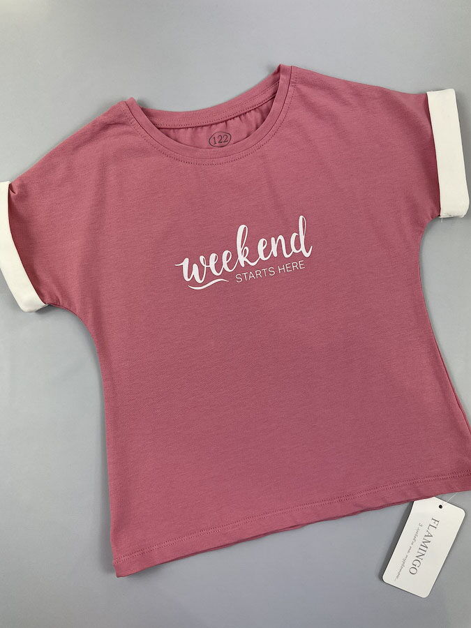 Комплект футболка и шорты для девочки Фламинго розовый 837-416 - фотография
