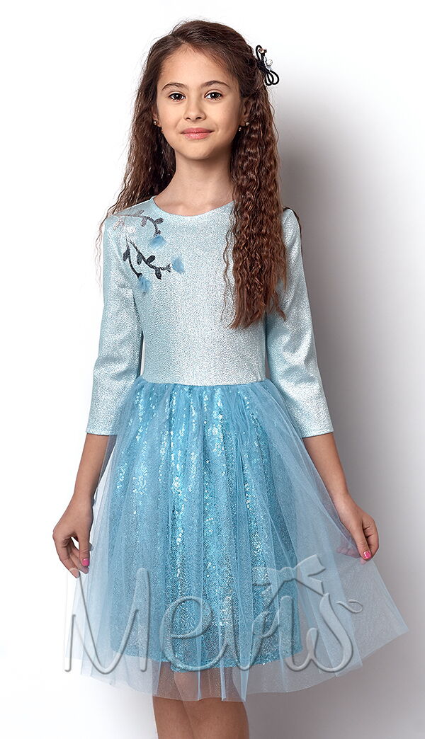 Платье нарядное для девочки Mevis голубое 2419-03 - цена