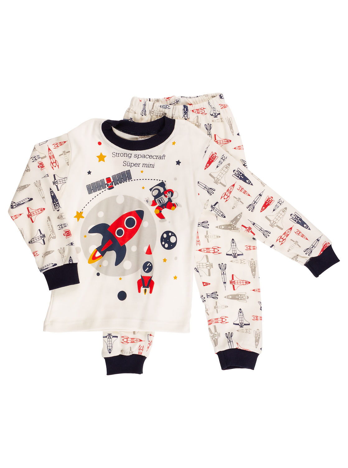Пижама для мальчика Ракета белая 1140 - цена