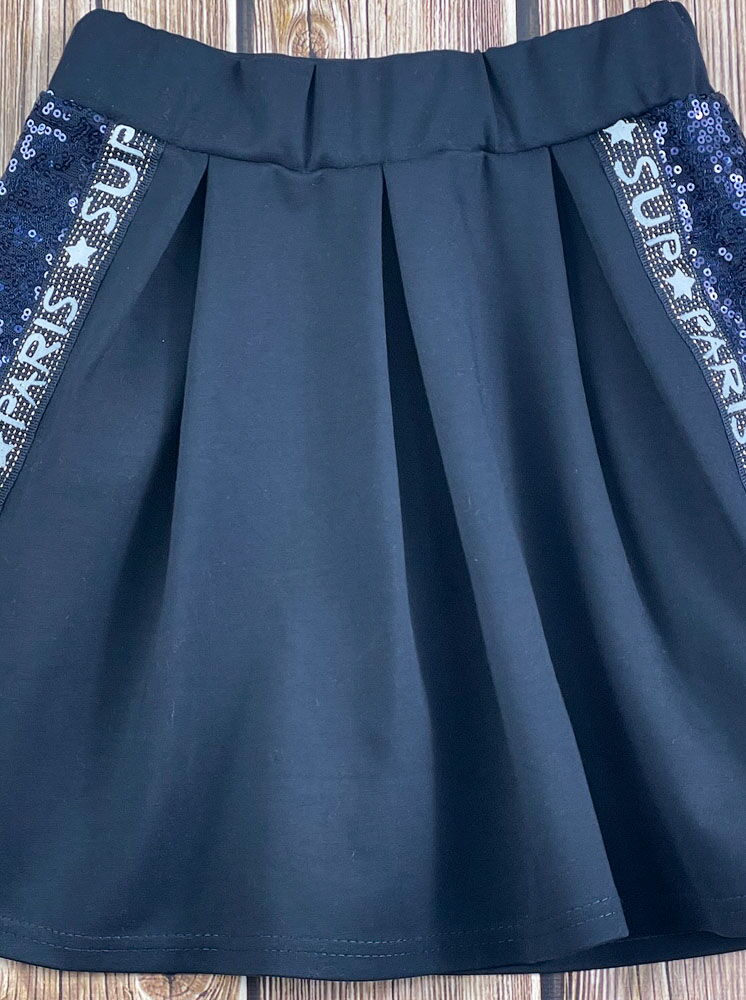 Трикотажная школьная юбка для девочки Mevis синяя 3776-01 - размеры