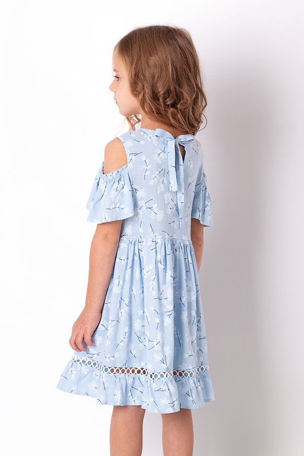 Платье для девочки Mevis Цветы голубое 3654-01 - фото