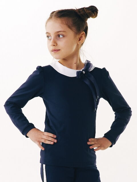 Блуза трикотажная с длинным рукавом SMIL синяя 114646/114647 - фото