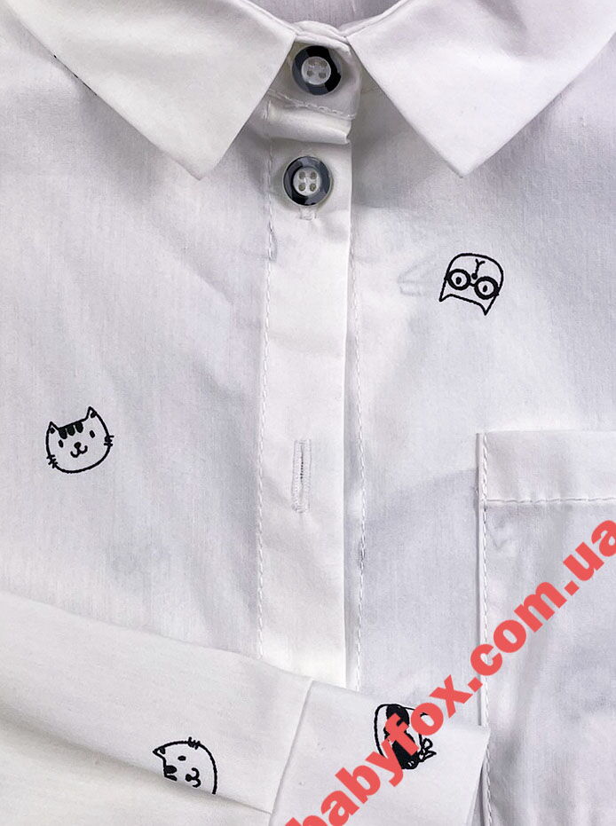 Рубашка для девочки Mevis Котики белая 4362-01 - цена