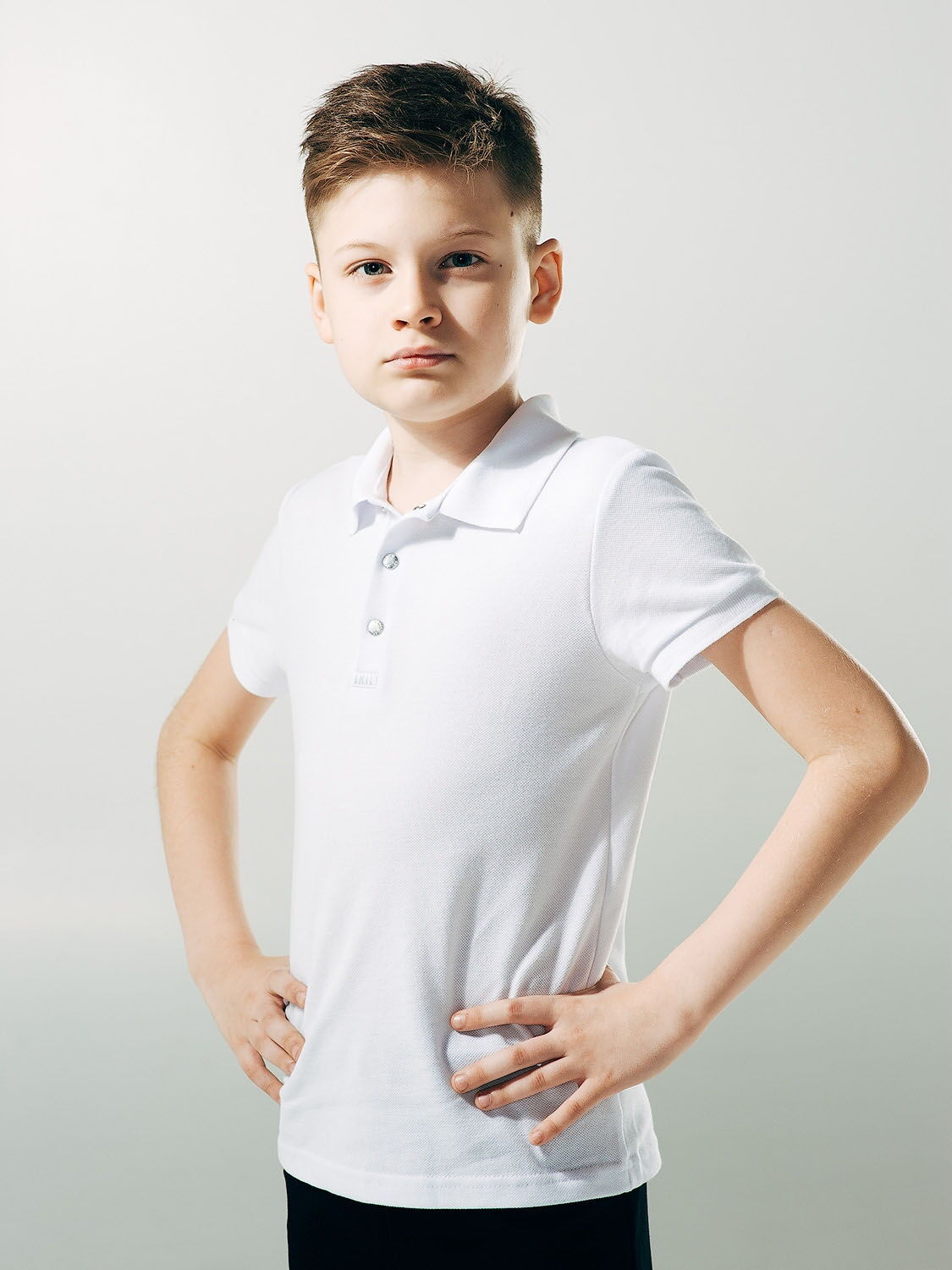 Футболка-поло с коротким рукавом для мальчика SMIL белая 114591 - фотография