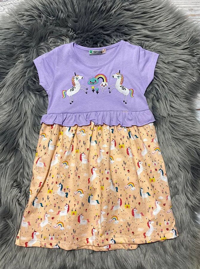 Платье для девочки PATY KIDS Единороги фиолетовое 51364 - фото