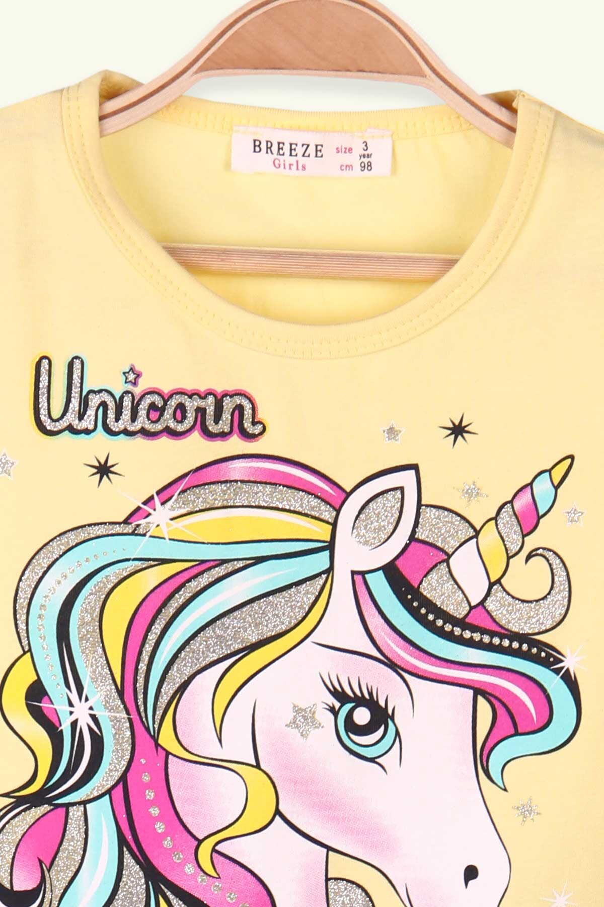 Комплект футболка и шорты для девочки Breeze Unicorn Magic желтый 14999 - картинка
