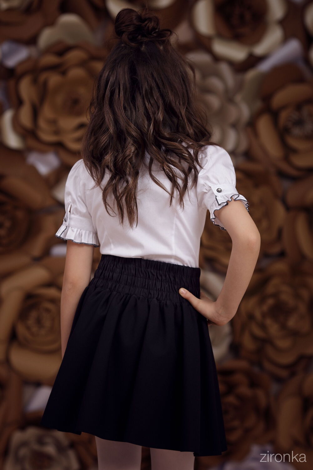 Блузка школьная с коротким рукавом Zironka белая 3661-2 - фотография