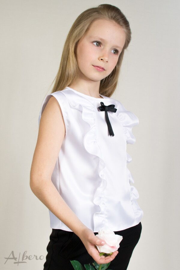 Блузка-безрукавка для девочки Albero белая 5017 - фото