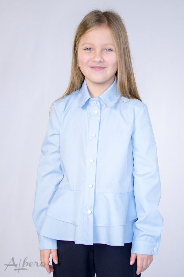 Блузка с двойной баской для девочки Albero голубая 5074-В - цена