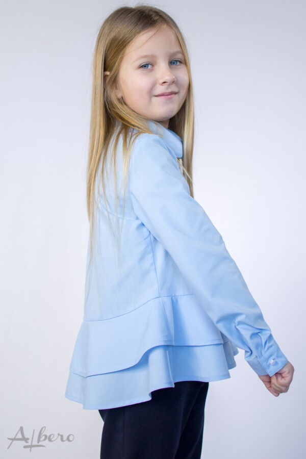 Блузка с двойной баской для девочки Albero голубая 5074-В - размеры