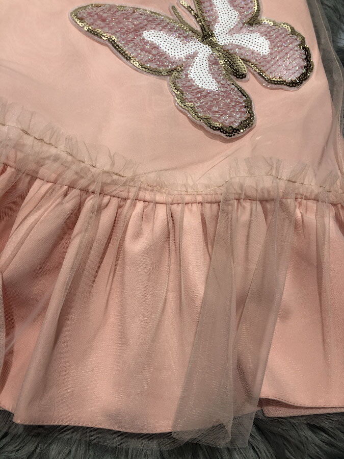 Нарядное платье для девочки Mevis персиковое 2937-01 - картинка