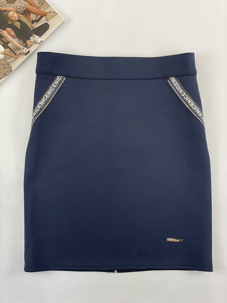 Трикотажная юбка для девочки синяя Mevis 3501-01 - картинка