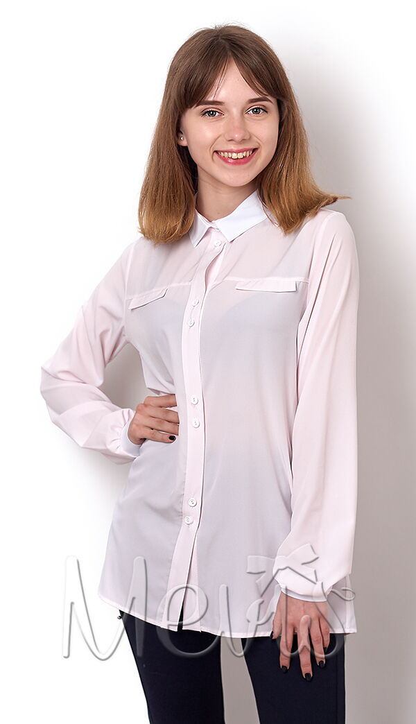 Блузка с длинным рукавом для девочки Mevis розовая 2489-03 - цена