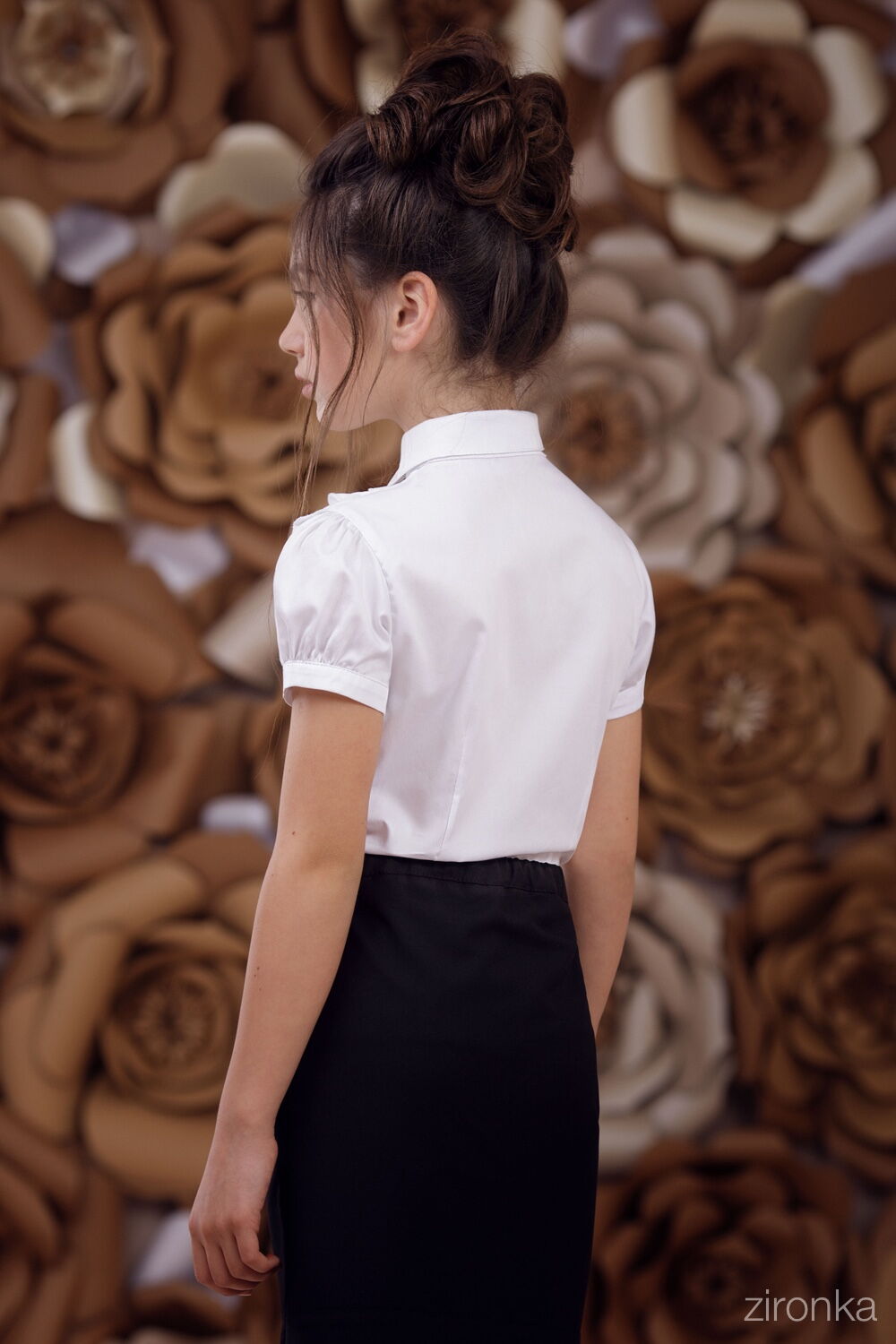 Блузка школьная с коротким рукавом Zironka белая 3662-1 - картинка