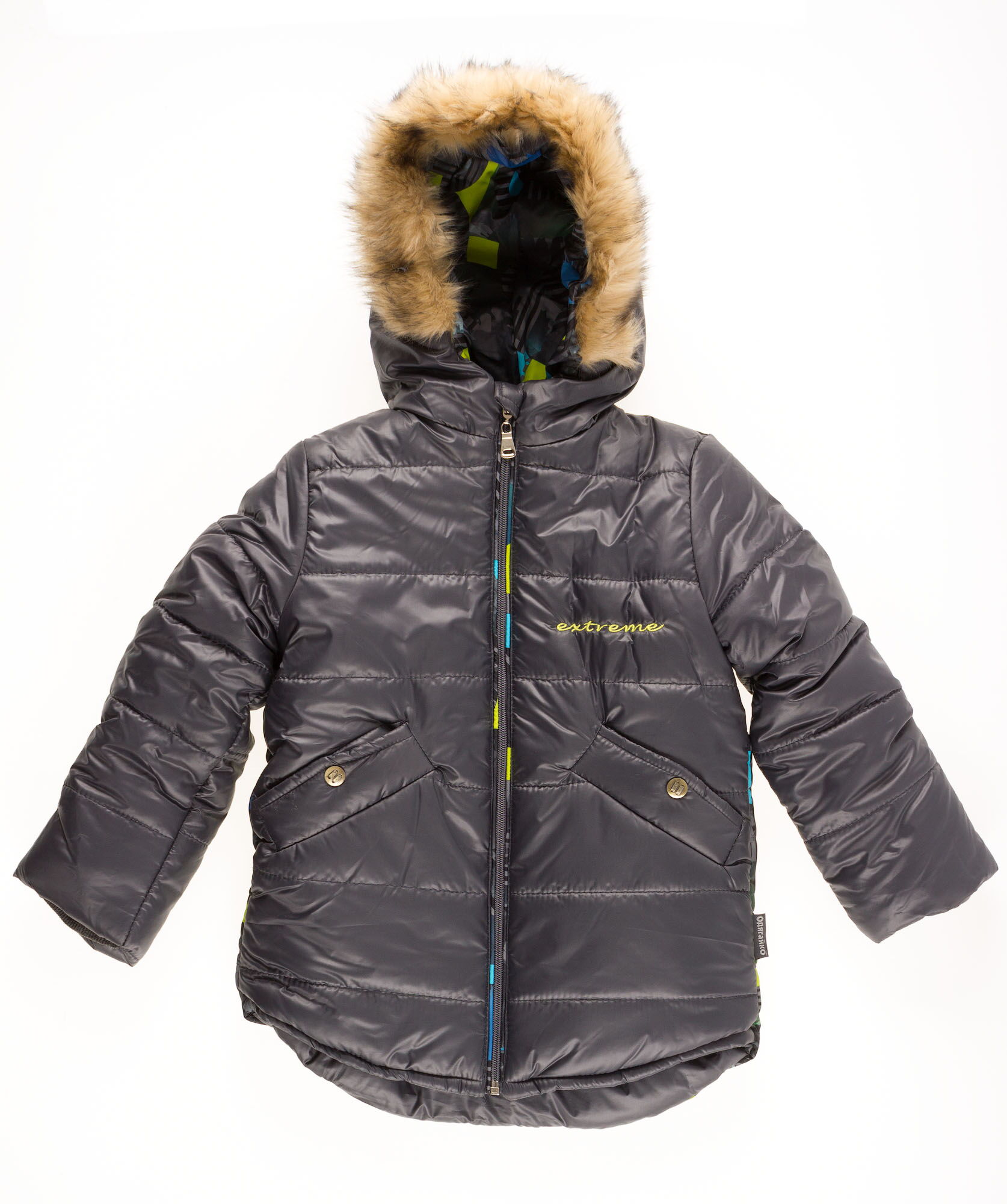Куртка зимняя для мальчика Одягайко серая 20031О - цена