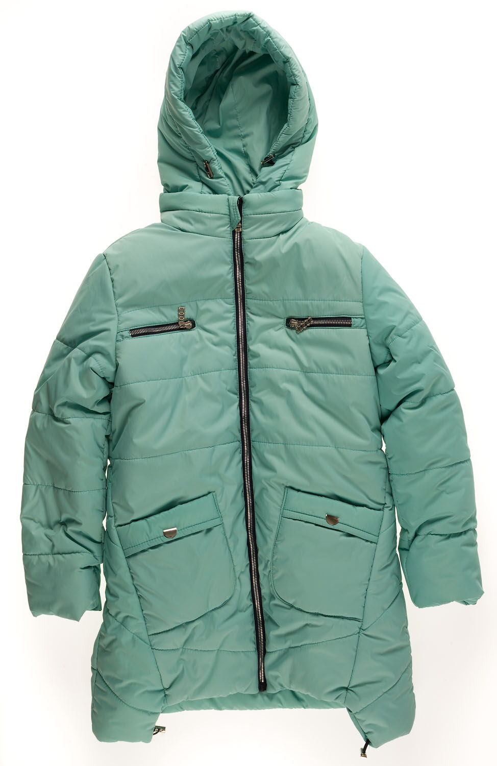 Куртка удлиненная зимняя для девочки Одягайко мята 20009О - цена