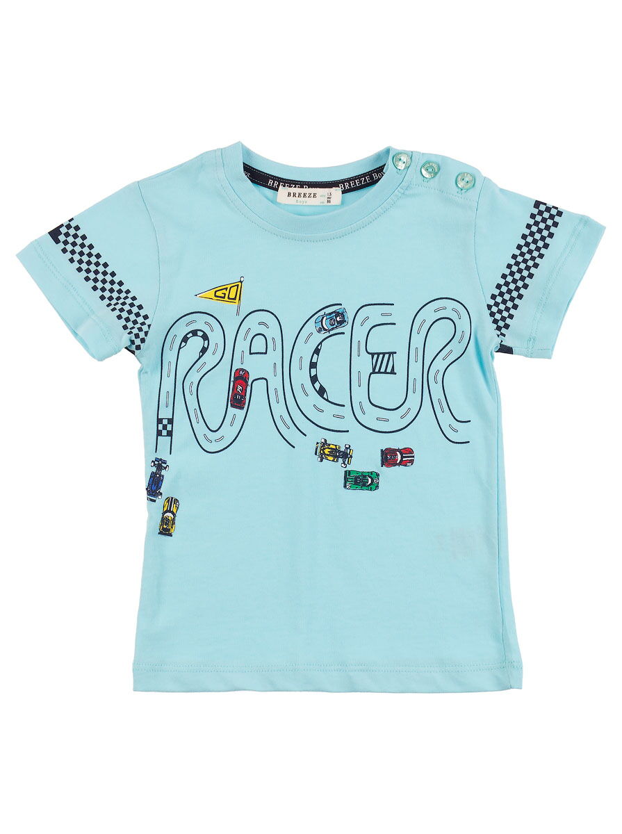 Комплект для мальчика футболка и шорты Breeze Racer голубой 12103 - размеры