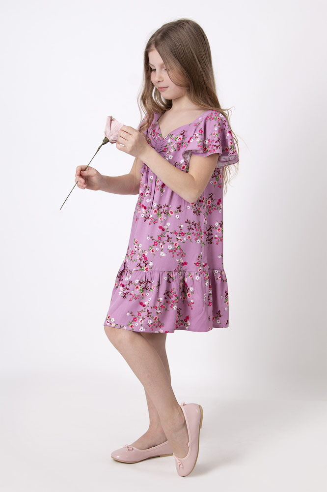 Платье для девочки Mevis Цветочки розовое 4544-03 - размеры