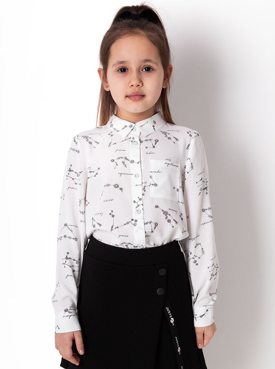 Блузка для девочки Mevis Цветочки белая 4352-02 - цена
