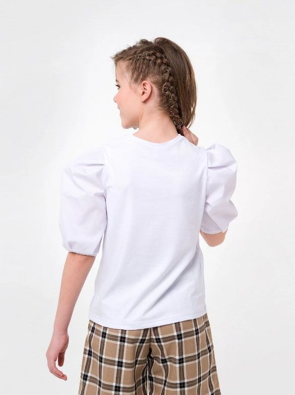 Трикотажная блузка для девочки SMIL белая 114808 - фото
