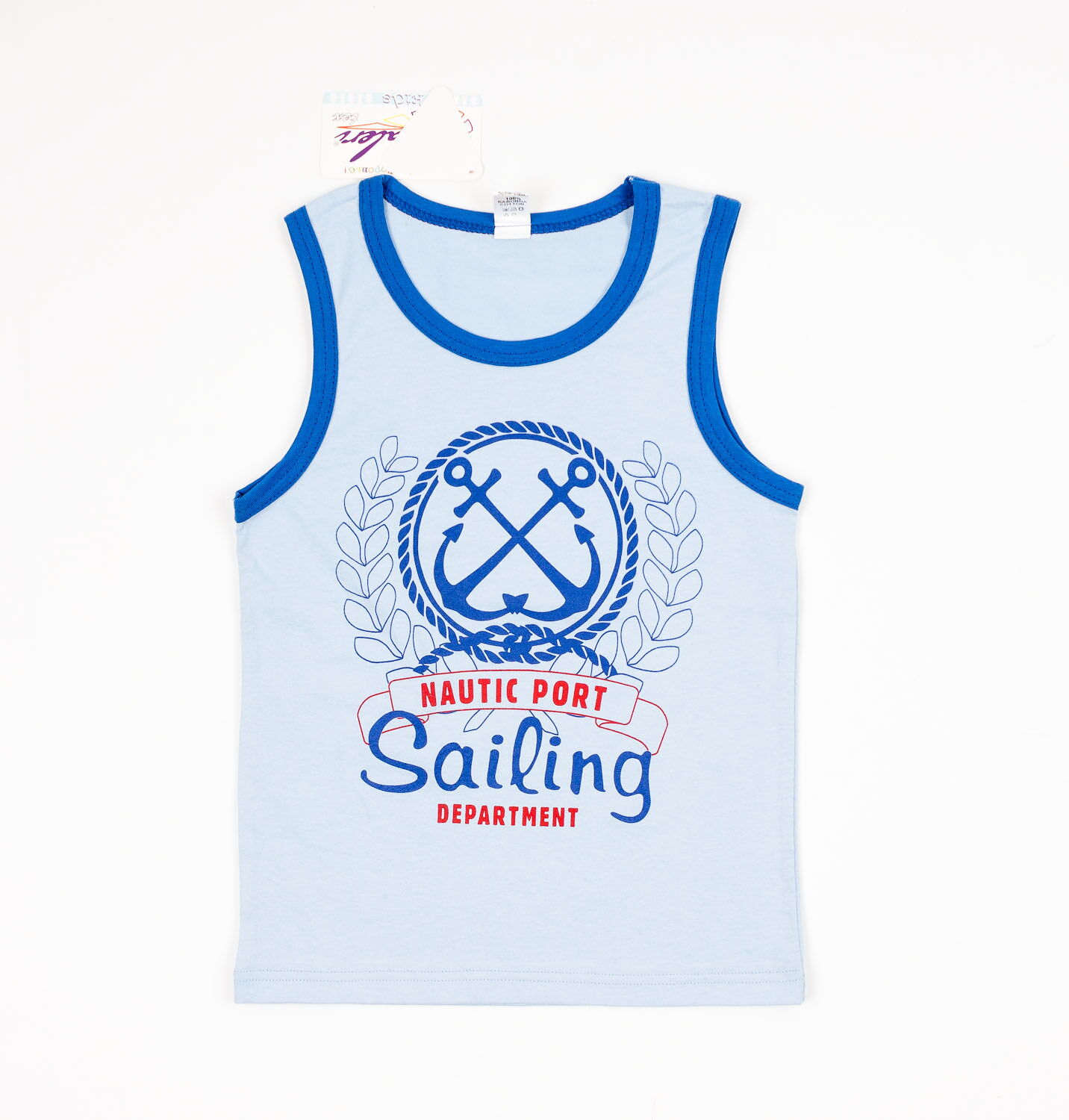 Комплект для мальчика (майка+шорты) Valeri tex Якорь голубой - размеры