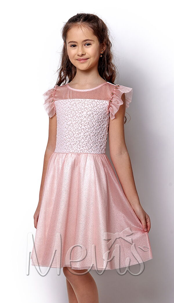 Платье нарядное для девочки Mevis персиковое 2417-02 - цена