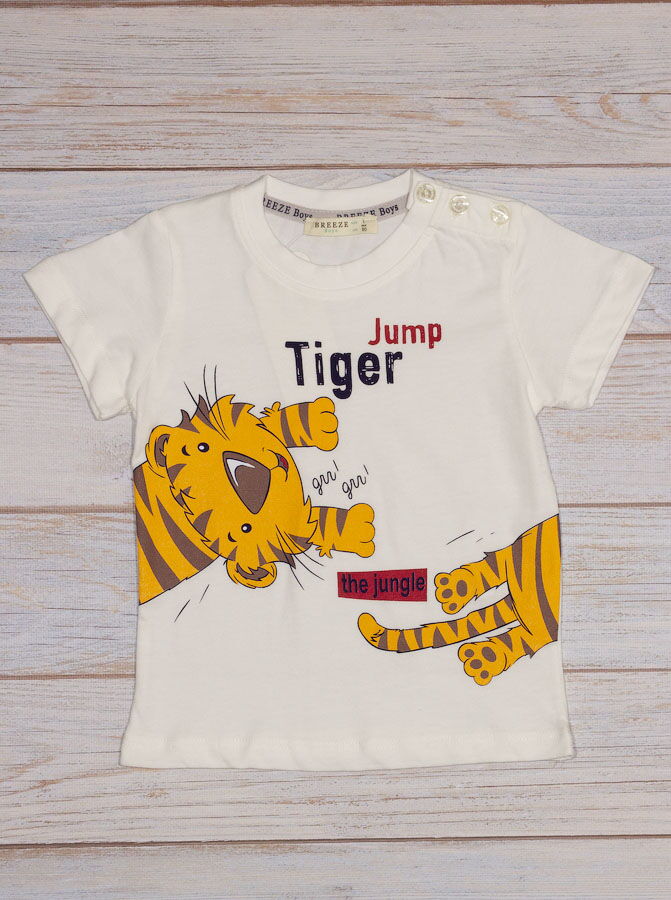 Комплект футболка и шорты для мальчика Breeze Tiger белый 14379 - размеры