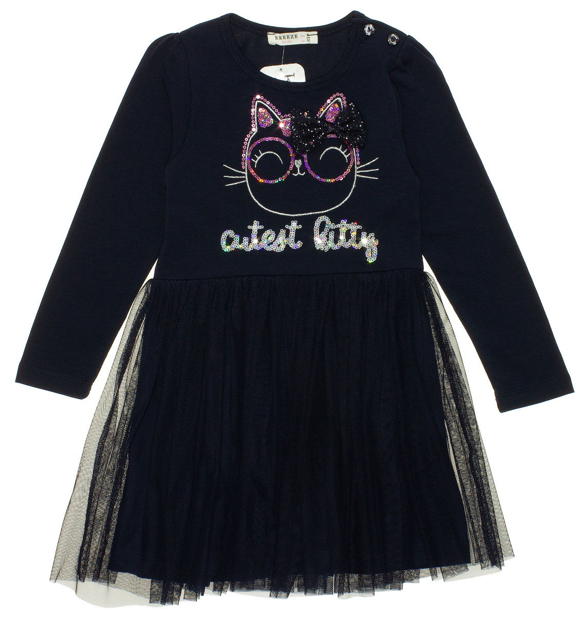Платье для девочки Breeze Cutest kitty темно-синее 13694 - цена