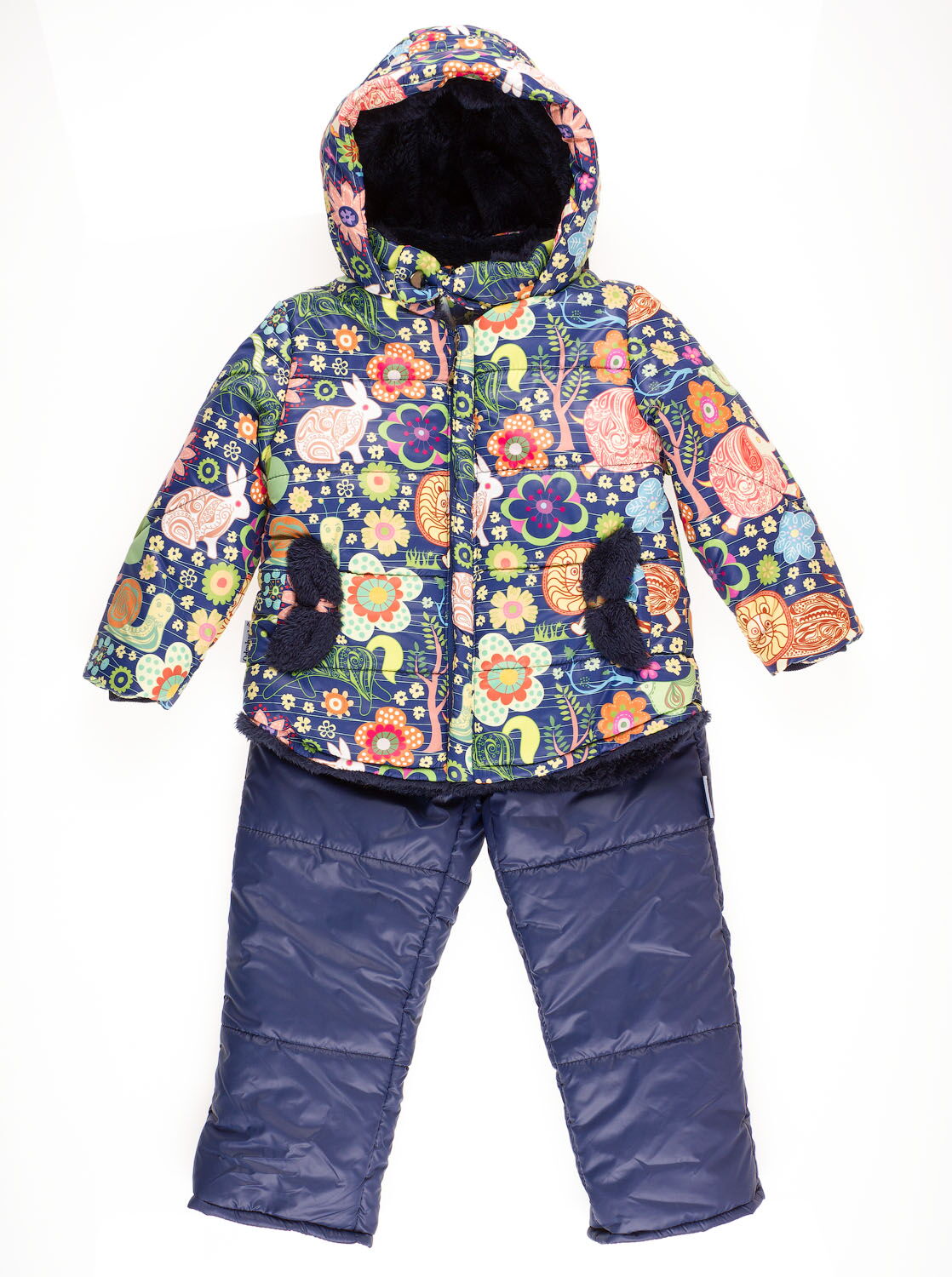 Комбинезон раздельный для девочки (куртка+штаны) ОДЯГАЙКО Цветы темно-синий 22110/01230 - цена