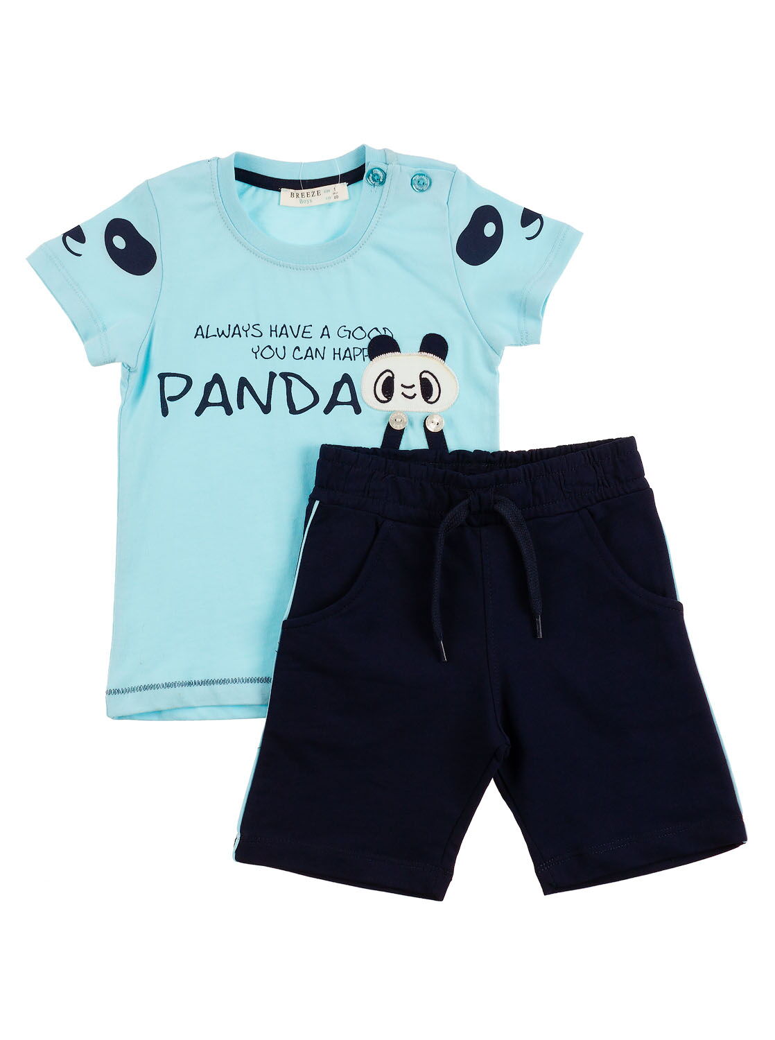 Комплект футболка и шорты Breeze Панда голубой 11831 - цена