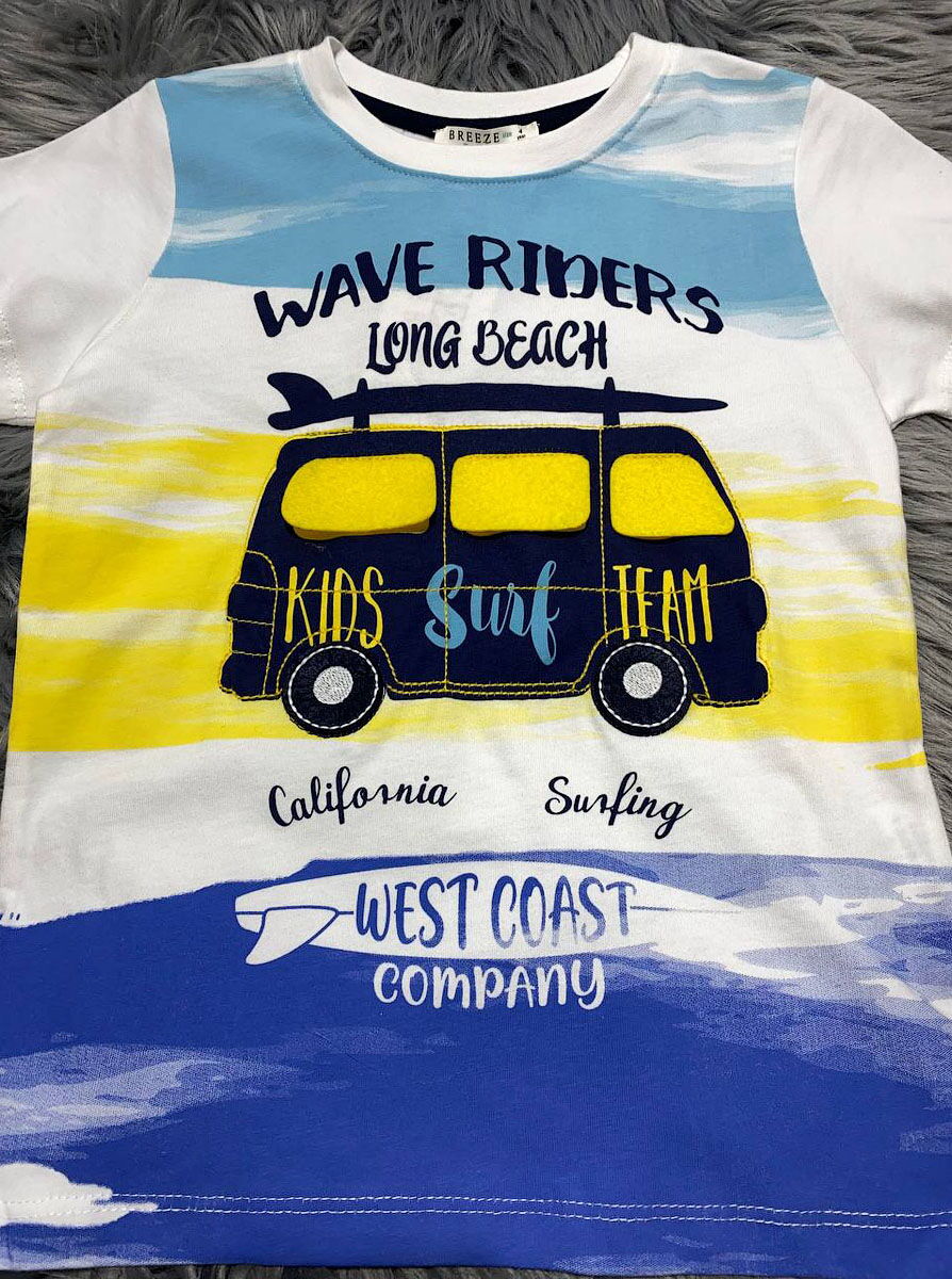 Футболка для мальчика Breeze белая Wave Riders 13363 - фото