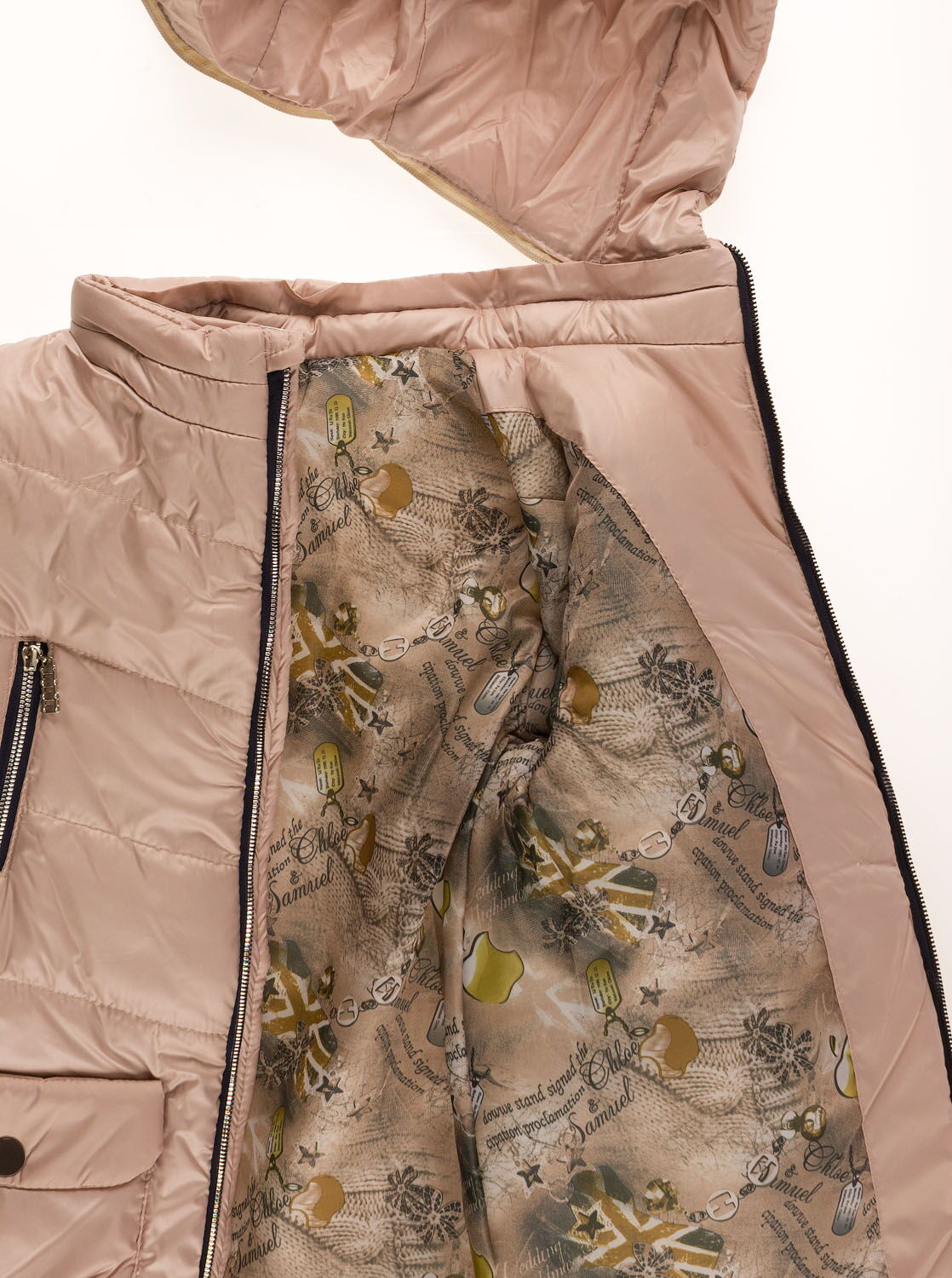 Куртка удлиненная зимняя для девочки Одягайко бежевая 20004 - фотография