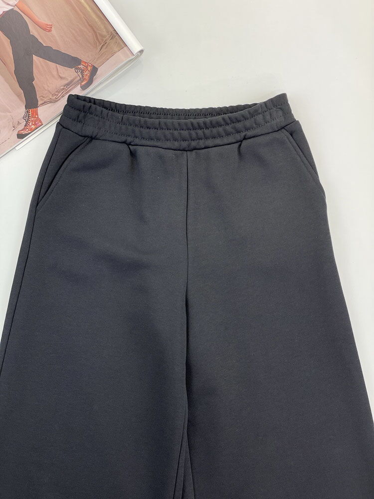 Трикотажные брюки-палаццо для девочки Mevis черные 4753-01 - фото