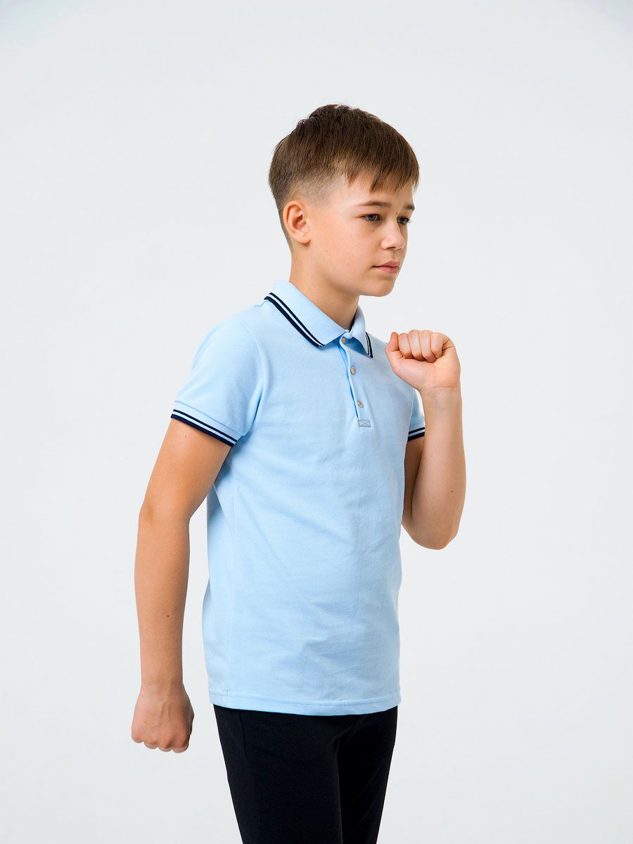 Футболка-поло с коротким рукавом для мальчика SMIL голубая 114730/114731 - размеры