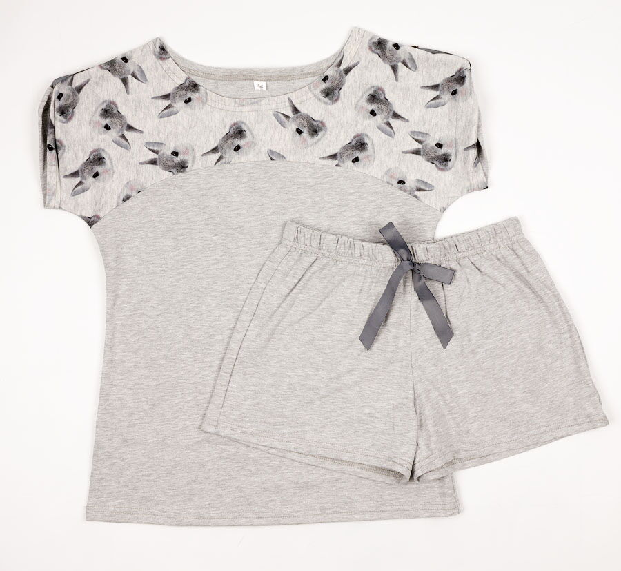 Комплект женский (футболка+шорты) VVL Кролики серый 334 - цена