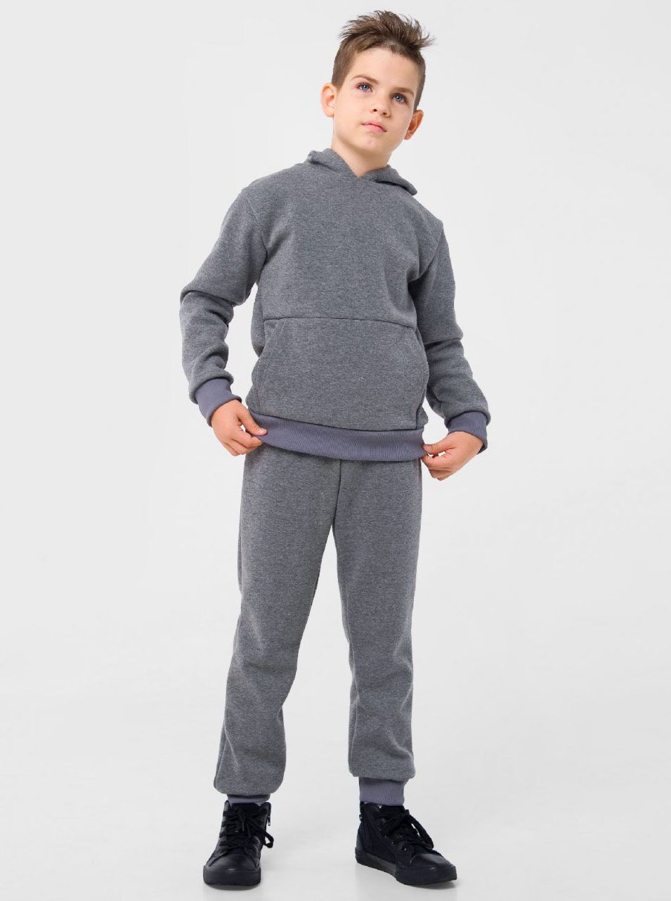Утепленные штаны для мальчика Smil серые 115446/115447 - фото