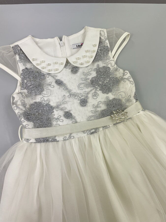 Нарядное платье для девочки Mevis молочное 3200-01 - картинка
