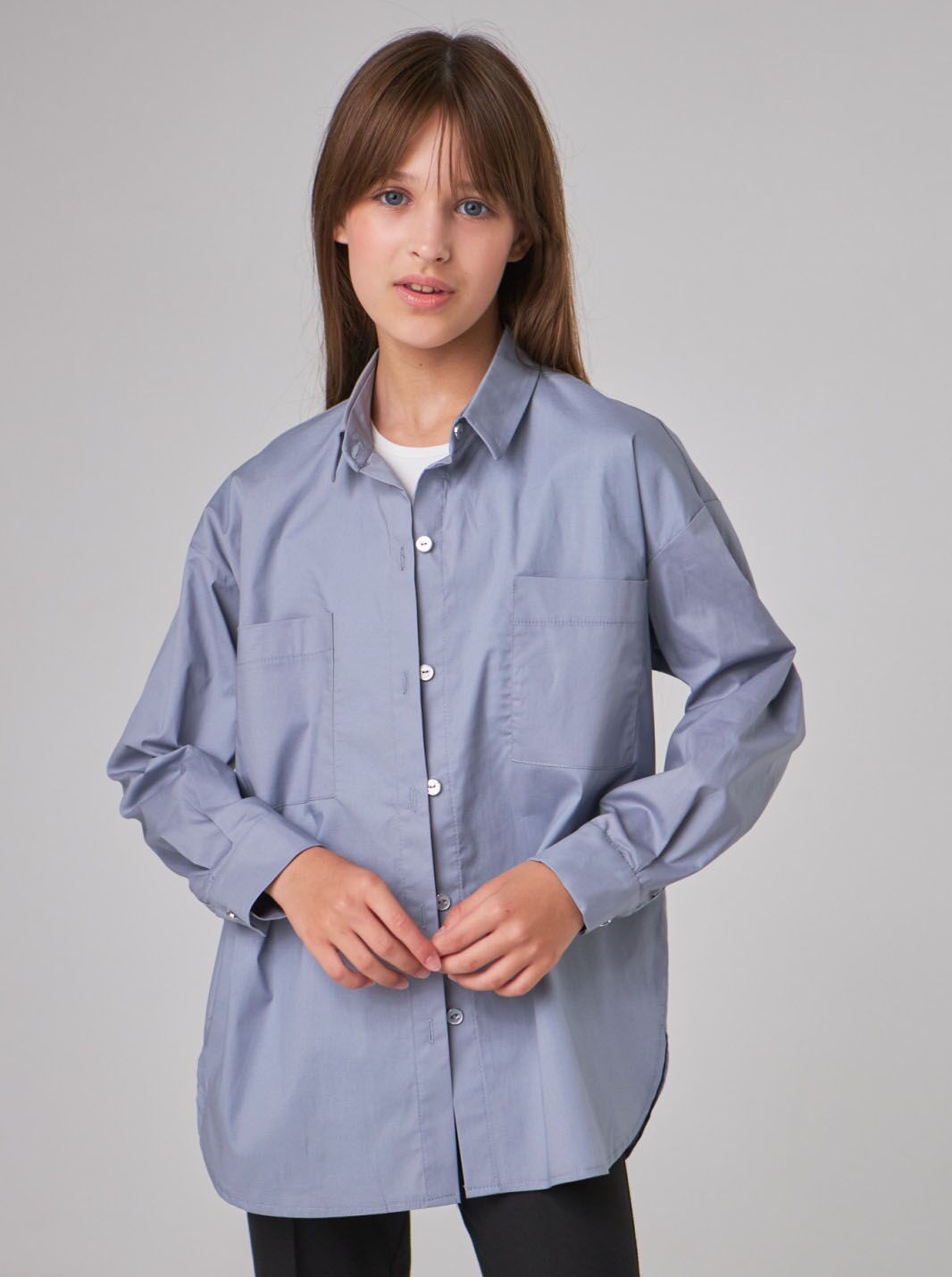 Рубашка для девочки Tair Kids Лора голубая 869 - цена