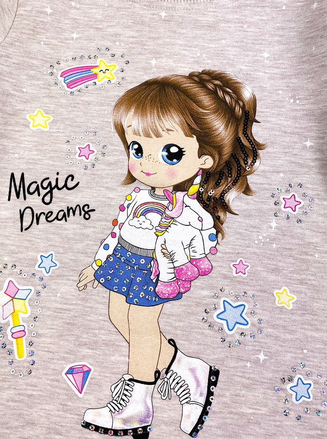 Трикотажная туника для девочки Breeze Magic Dreams бежевая 14991 - фотография